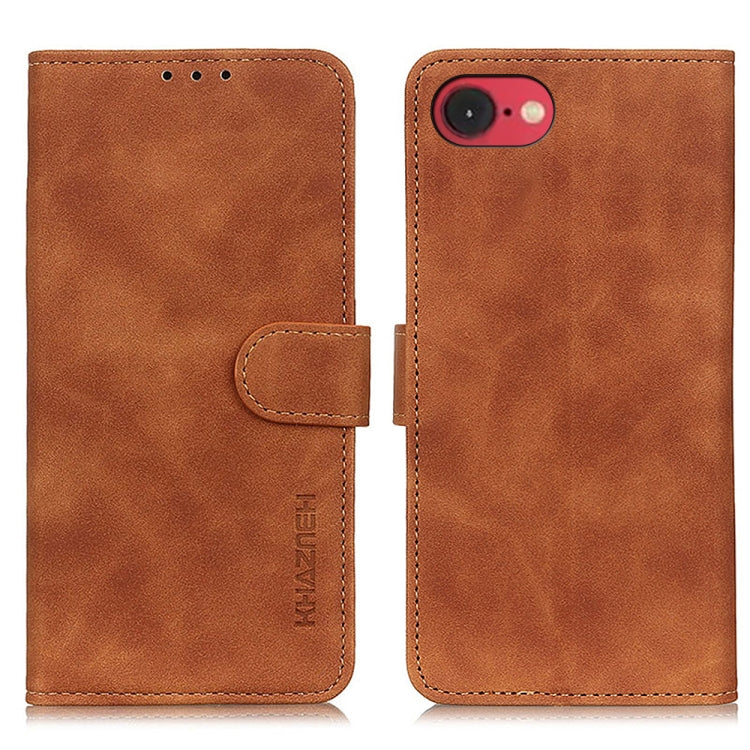 For iPhone 16e KHAZNEH Retro Texture Leather Phone Case(Brown) by bashfashion
