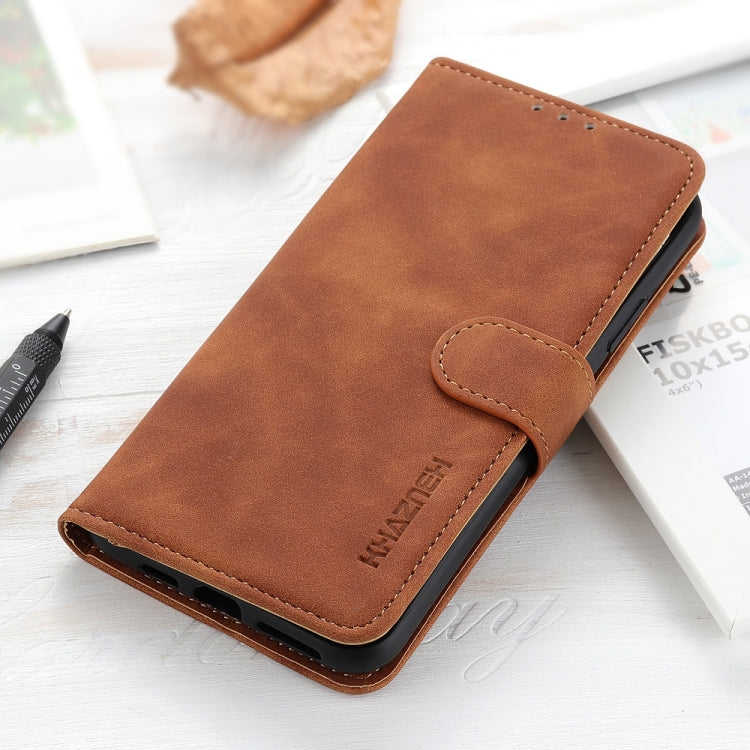 For iPhone 16e KHAZNEH Retro Texture Leather Phone Case(Brown) by bashfashion