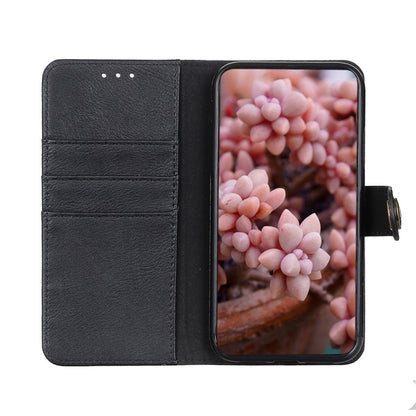 For iPhone 16e KHAZNEH Cowhide Texture Horizontal Flip Leather Phone Case(Black) by bashfashion