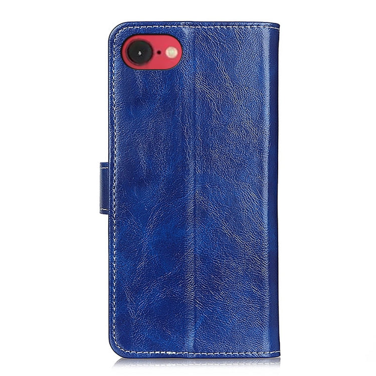 For iPhone 16e Retro Crazy Horse Texture Horizontal Flip Leather Phone Case(Blue) by bashfashion