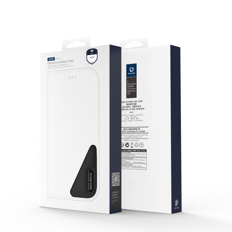 For iPhone 16e DUX DUCIS Hivo Series Cowhide + PU + TPU Flip Phone Case(Black) by DUX DUCIS