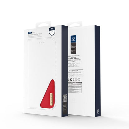 For iPhone 16e DUX DUCIS Hivo Series Cowhide + PU + TPU Flip Phone Case(Red) by DUX DUCIS