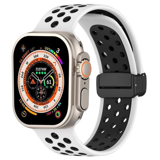 For Apple Watch Ultra 2 49mm Magnetic Buckle Silicone Watch Band(White Black) by bashfashion