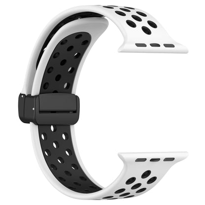 For Apple Watch Ultra 2 49mm Magnetic Buckle Silicone Watch Band(White Black) by bashfashion