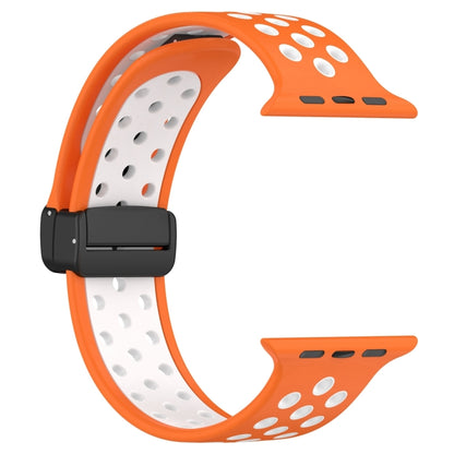 For Apple Watch Ultra 2 49mm Magnetic Buckle Silicone Watch Band(Orange White) by bashfashion