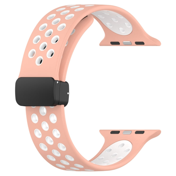 For Apple Watch Ultra 2 49mm Magnetic Buckle Silicone Watch Band(Pink White) by bashfashion