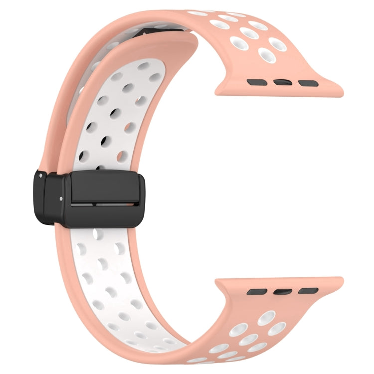 For Apple Watch Ultra 2 49mm Magnetic Buckle Silicone Watch Band(Pink White) by bashfashion