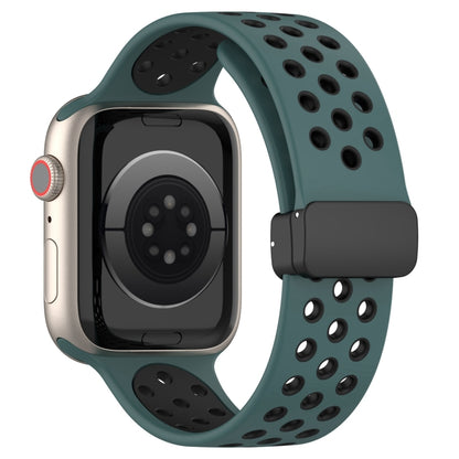 For Apple Watch Ultra 2 49mm Magnetic Buckle Silicone Watch Band(Olive Black) by bashfashion