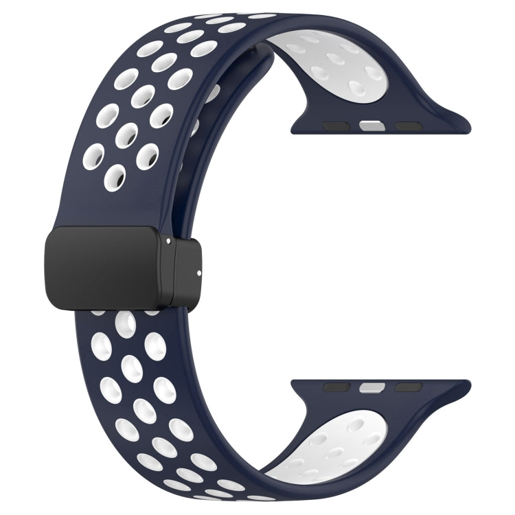 For Apple Watch Ultra 2 49mm Magnetic Buckle Silicone Watch Band(Navy White) by bashfashion