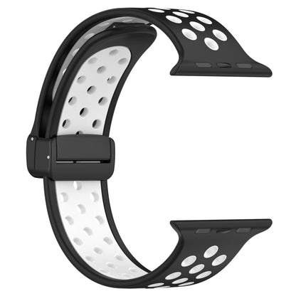 For Apple Watch Ultra 2 49mm Magnetic Buckle Silicone Watch Band(Black White) by bashfashion