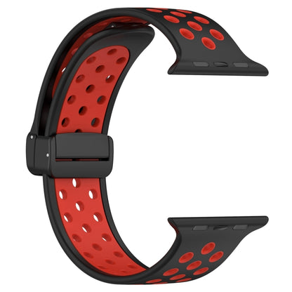 For Apple Watch Ultra 2 49mm Magnetic Buckle Silicone Watch Band(Black Red) by bashfashion
