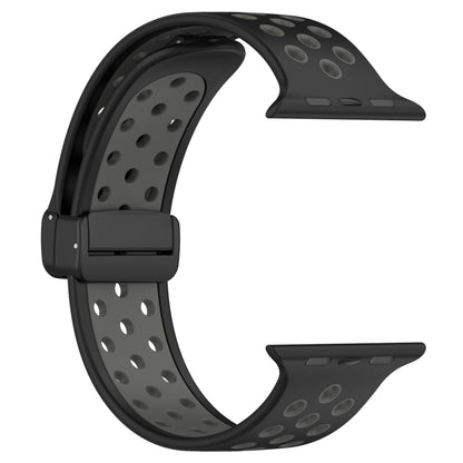 For Apple Watch Ultra 2 49mm Magnetic Buckle Silicone Watch Band(Black Grey) by bashfashion