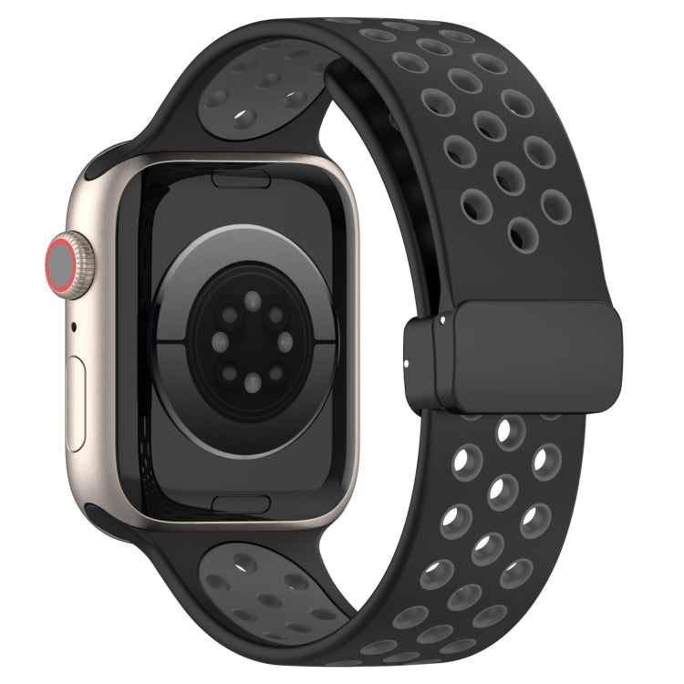 For Apple Watch Ultra 2 49mm Magnetic Buckle Silicone Watch Band(Black Grey) by bashfashion