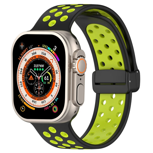 For Apple Watch Ultra 2 49mm Magnetic Buckle Silicone Watch Band(Black Limes) by bashfashion