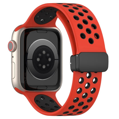 For Apple Watch Ultra 2 49mm Magnetic Buckle Silicone Watch Band(Red Black) by bashfashion