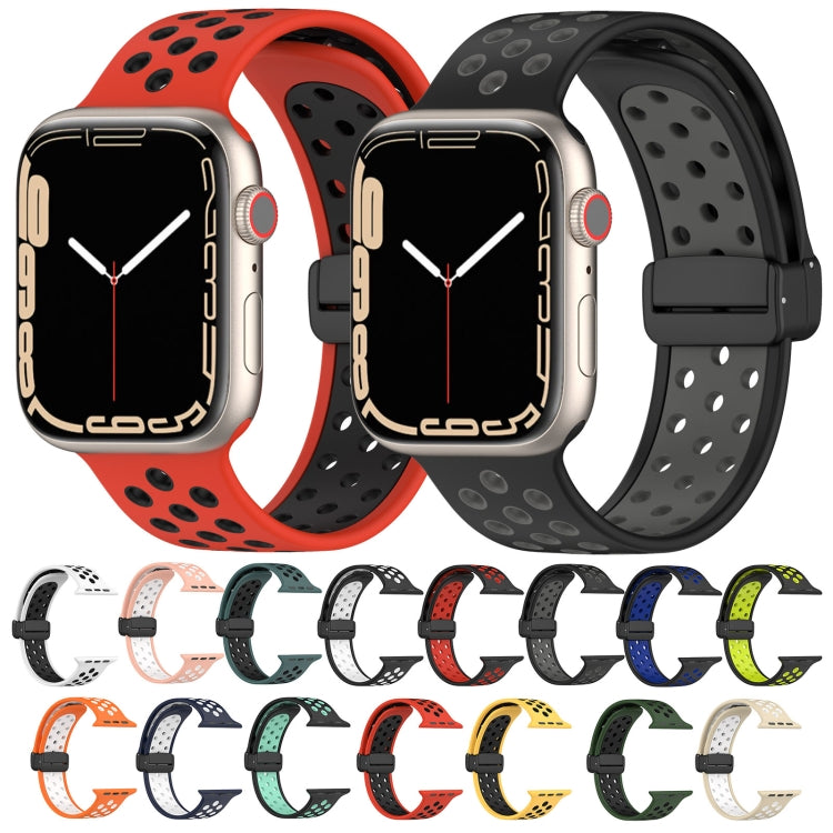 For Apple Watch Ultra 2 49mm Magnetic Buckle Silicone Watch Band(White Black) by bashfashion