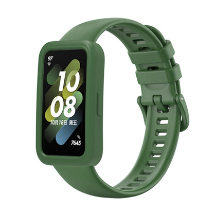 For Huawei Band 8 Silicone Protective Case + Silicone Watch Band Kit(Green) by bashfashion