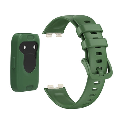 For Huawei Band 8 Silicone Protective Case + Silicone Watch Band Kit(Green) by bashfashion