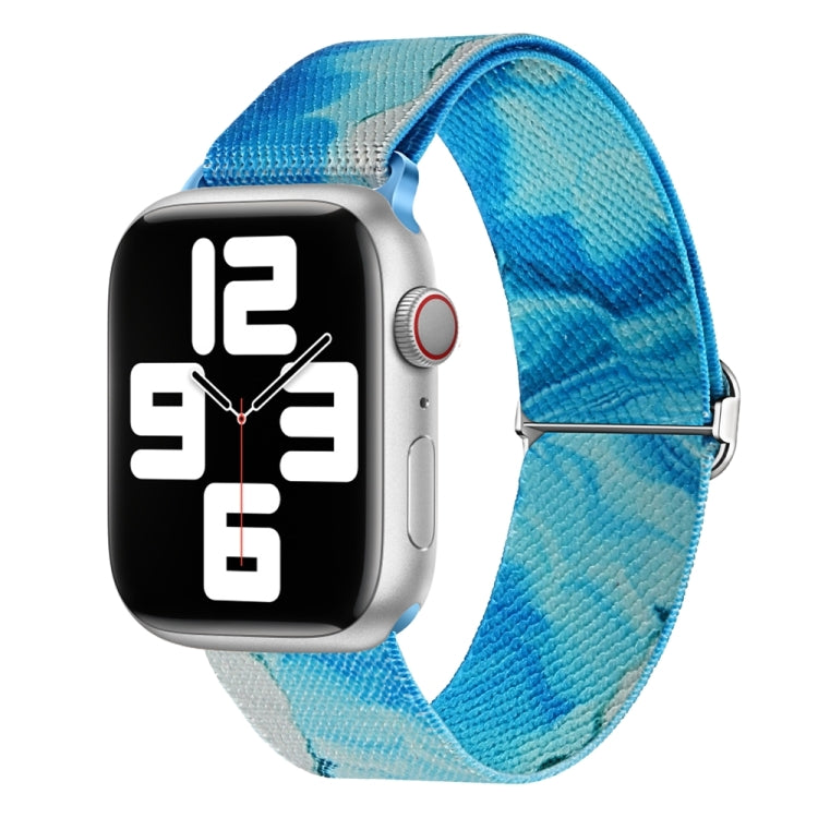For Apple Watch Ultra 49mm Painted Pattern Nylon Replacement Watch Band(Ocean Blue) by bashfashion