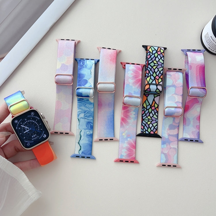 For Apple Watch Ultra 49mm Painted Pattern Nylon Replacement Watch Band(Ocean Blue) by bashfashion
