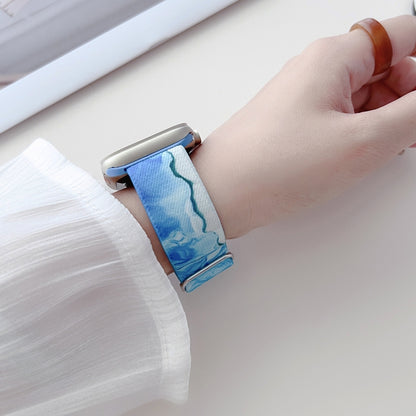 For Apple Watch Ultra 49mm Painted Pattern Nylon Replacement Watch Band(Ocean Blue) by bashfashion