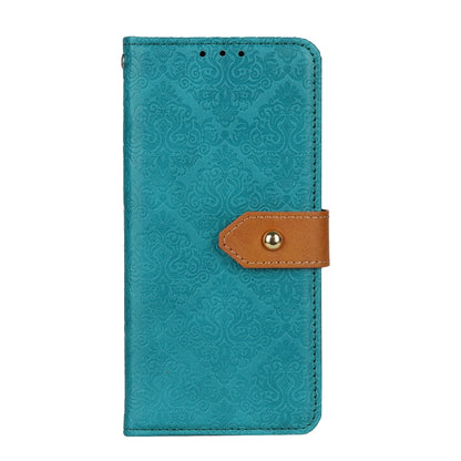 For iPhone 16e European Floral Embossed Leather Phone Case(Blue) by bashfashion