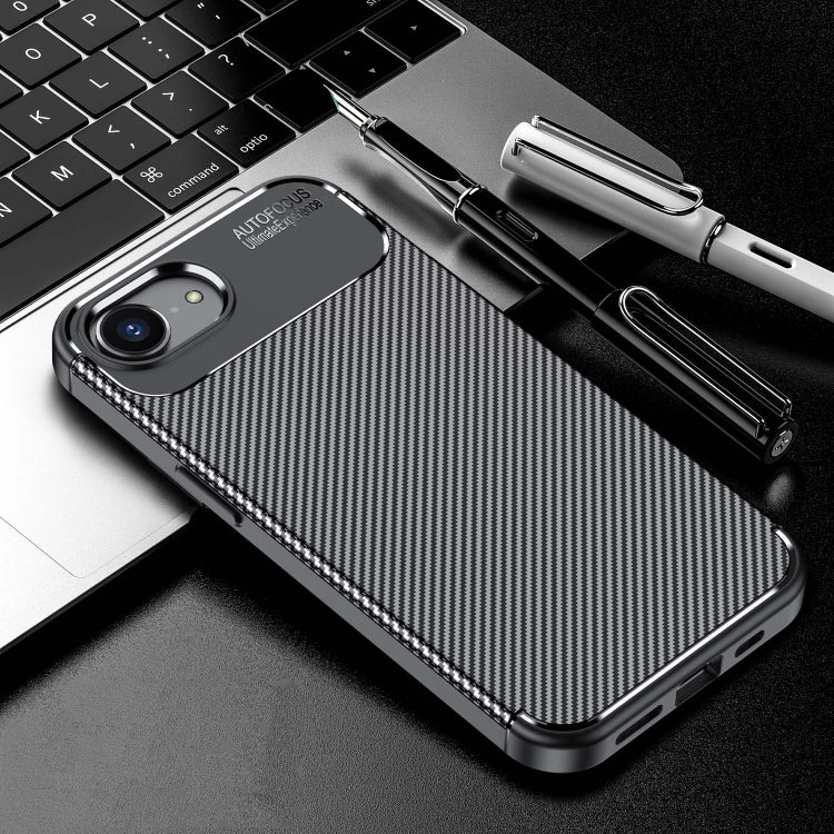 For iPhone SE 2024 Carbon Fiber Texture Shockproof TPU Phone Case(Black) by bashfashion