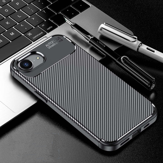 For iPhone SE 2024 Carbon Fiber Texture Shockproof TPU Phone Case(Black) by bashfashion