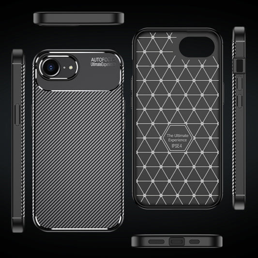 For iPhone SE 2024 Carbon Fiber Texture Shockproof TPU Phone Case(Black) by bashfashion