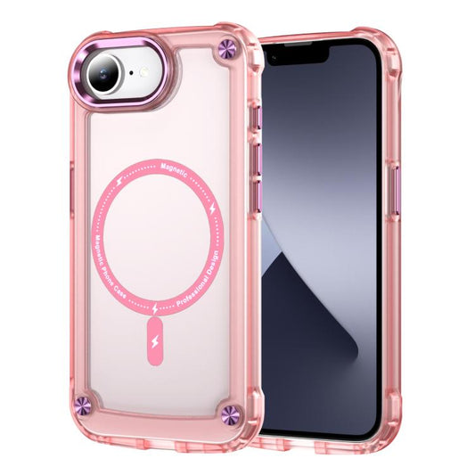 For iPhone 16e Skin Feel TPU + PC MagSafe Magnetic Phone Case(Transparent Pink) by bashfashion