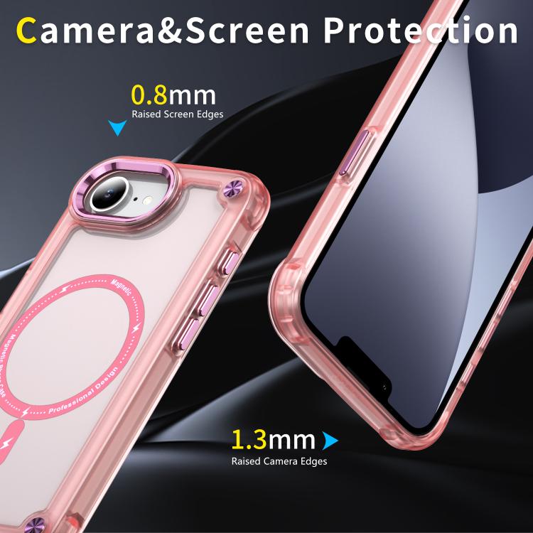 For iPhone 16e Skin Feel TPU + PC MagSafe Magnetic Phone Case(Transparent Pink) by bashfashion