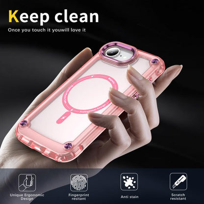 For iPhone 16e Skin Feel TPU + PC MagSafe Magnetic Phone Case(Transparent Pink) by bashfashion
