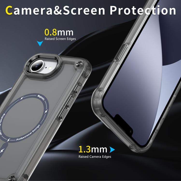 For iPhone 16e Skin Feel TPU + PC MagSafe Magnetic Phone Case(Transparent Black) by bashfashion