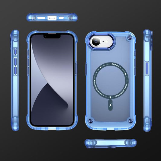 For iPhone 16e Skin Feel TPU + PC MagSafe Magnetic Phone Case(Transparent Blue) by bashfashion