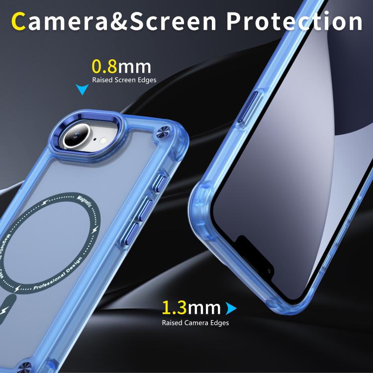 For iPhone 16e Skin Feel TPU + PC MagSafe Magnetic Phone Case(Transparent Blue) by bashfashion