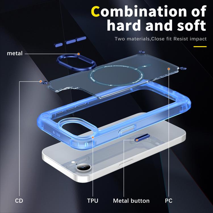 For iPhone 16e Skin Feel TPU + PC MagSafe Magnetic Phone Case(Transparent Blue) by bashfashion