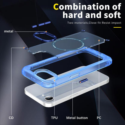 For iPhone 16e Skin Feel TPU + PC MagSafe Magnetic Phone Case(Transparent Blue) by bashfashion