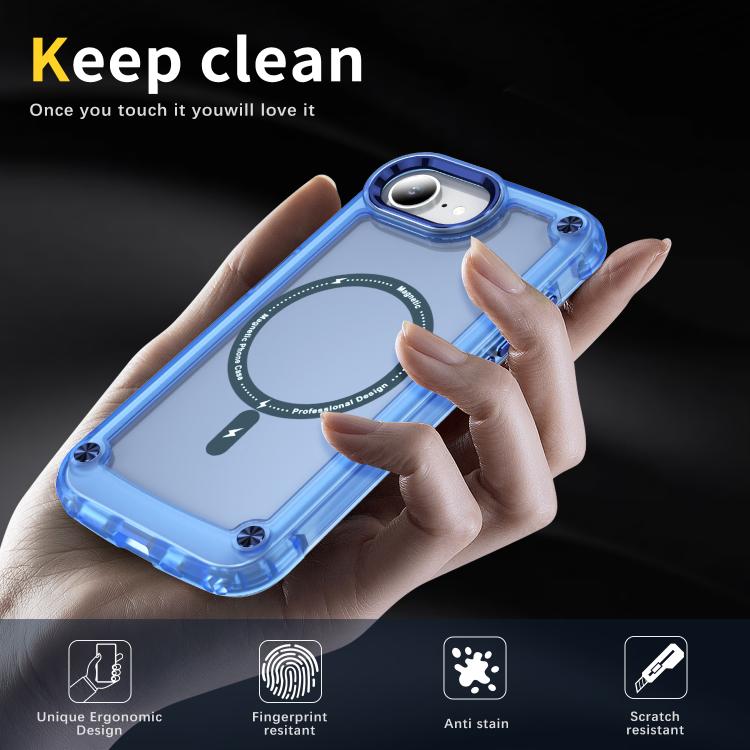 For iPhone 16e Skin Feel TPU + PC MagSafe Magnetic Phone Case(Transparent Blue) by bashfashion
