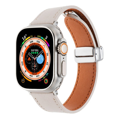 For Apple Watch Ultra 49mm Magnetic Buckle Skin Feel Leather Watch Band(Apricot) by bashfashion