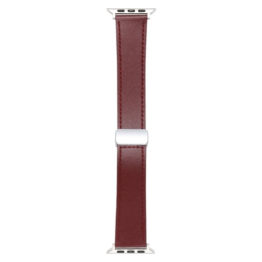 For Apple Watch Ultra 49mm Magnetic Buckle Skin Feel Leather Watch Band(Wine Red) by bashfashion