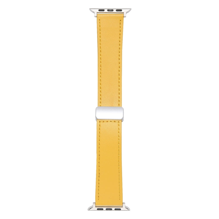 For Apple Watch Ultra 49mm Magnetic Buckle Skin Feel Leather Watch Band(Yellow) by bashfashion