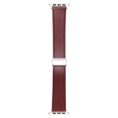 For Apple Watch Serie 8 45mm Magnetic Buckle Skin Feel Leather Watch Band(Wine Red) by bashfashion