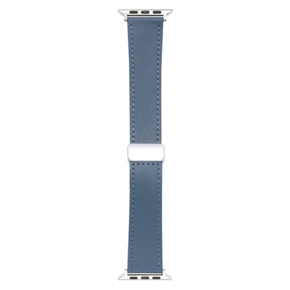 For Apple Watch SE 2022 44mm Magnetic Buckle Skin Feel Leather Watch Band(Light Blue) by bashfashion