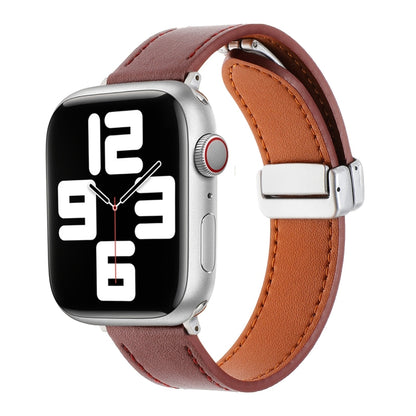 For Apple Watch Serie 6 40mm Magnetic Buckle Skin Feel Leather Watch Band(Wine Red) by bashfashion
