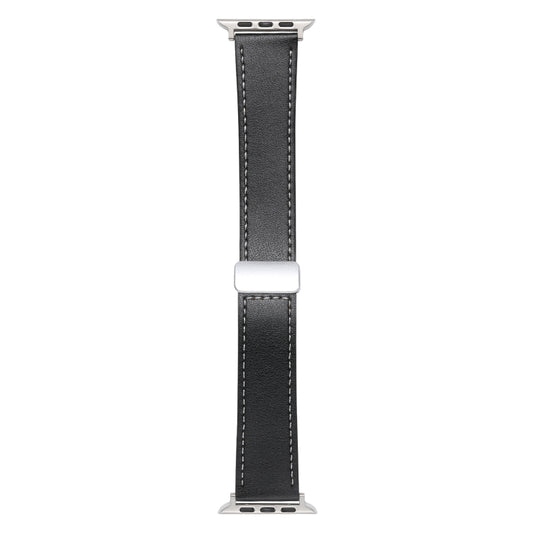 For Apple Watch Serie 6 44mm Magnetic Buckle Skin Feel Leather Watch Band(Black) by bashfashion