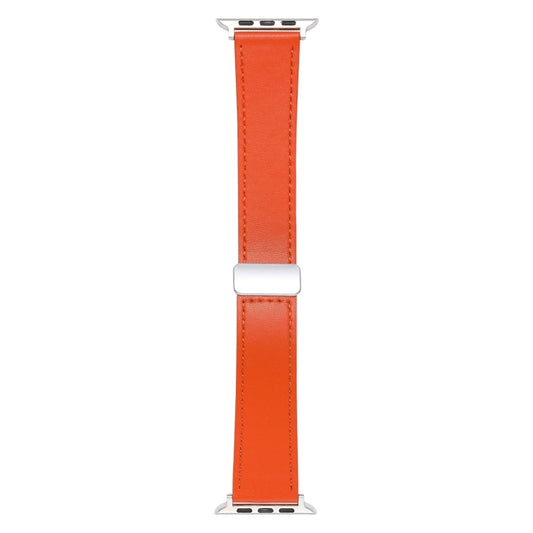 For Apple Watch Serie 6 44mm Magnetic Buckle Skin Feel Leather Watch Band(Orange) by bashfashion