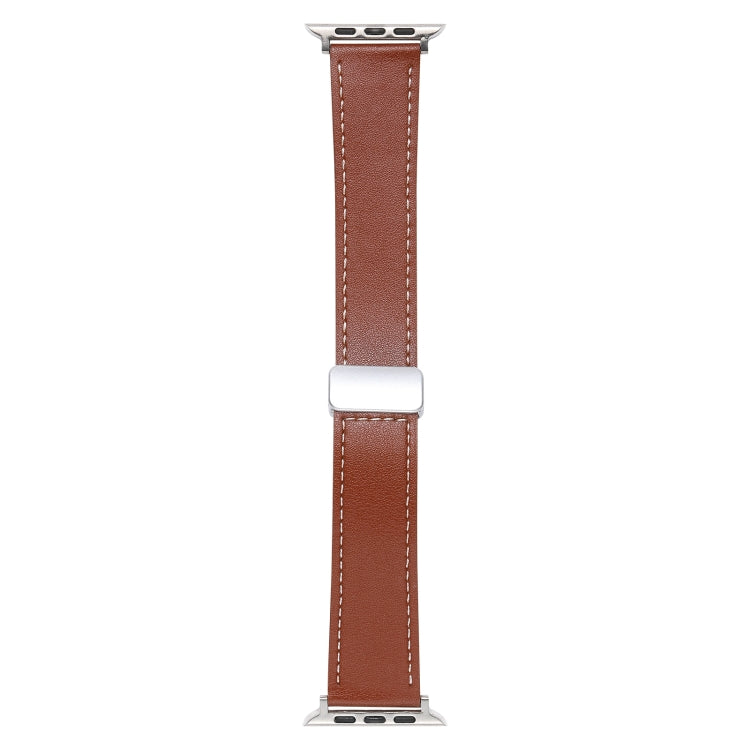 For Apple Watch Serie 4 44mm Magnetic Buckle Skin Feel Leather Watch Band(Brown) by bashfashion