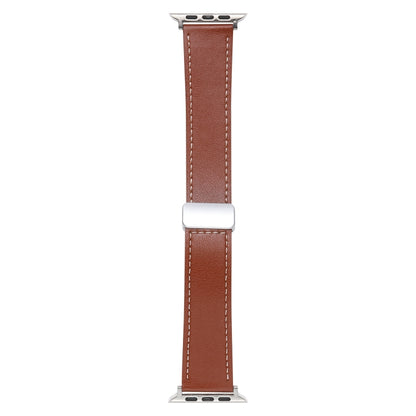 For Apple Watch Serie 4 44mm Magnetic Buckle Skin Feel Leather Watch Band(Brown) by bashfashion