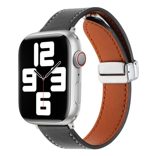For Apple Watch Serie 4 40mm Magnetic Buckle Skin Feel Leather Watch Band(Black) by bashfashion