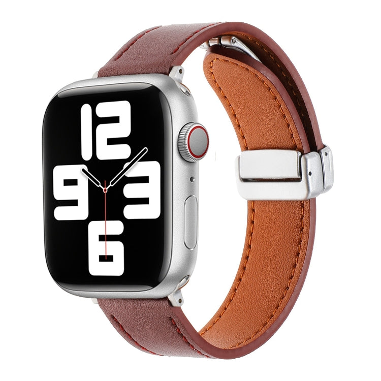 For Apple Watch Serie 4 40mm Magnetic Buckle Skin Feel Leather Watch Band(Wine Red) by bashfashion